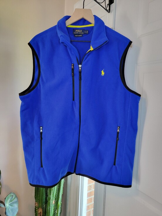 Polo Ralph Lauren Other - Polo Ralph Lauren Performance Blue Fleece Zip Up Vest, Size Mens Large